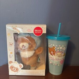 Rilakkuma Chairoikoguma Standing Plush with Magnetic Base 8" with tumbler